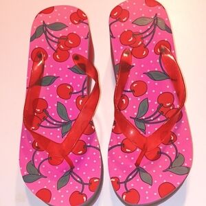 Cherry Print Flip Flops Size L (9-10)